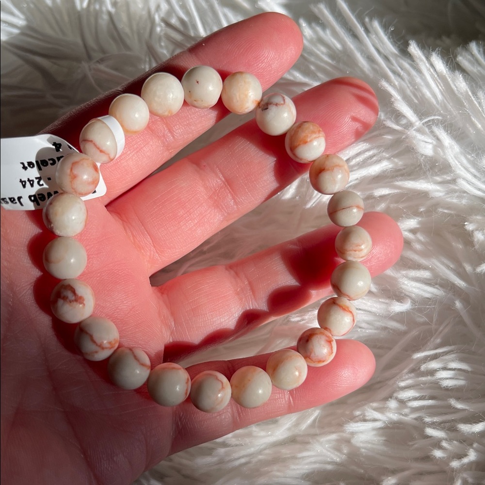 NWT Natural Red Web Jasper Bead Bracelet - Picture 10 of 11